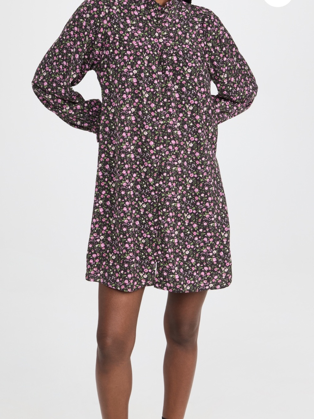 English Factory Floral Button Detail Mini Dress